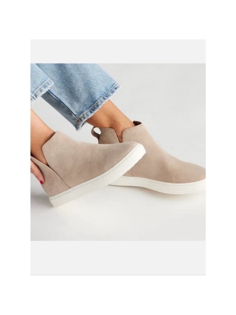 Birdies The Falcon Boot Beige Suede Slip In Wedge Ankle Boot Sneakers 9.5
